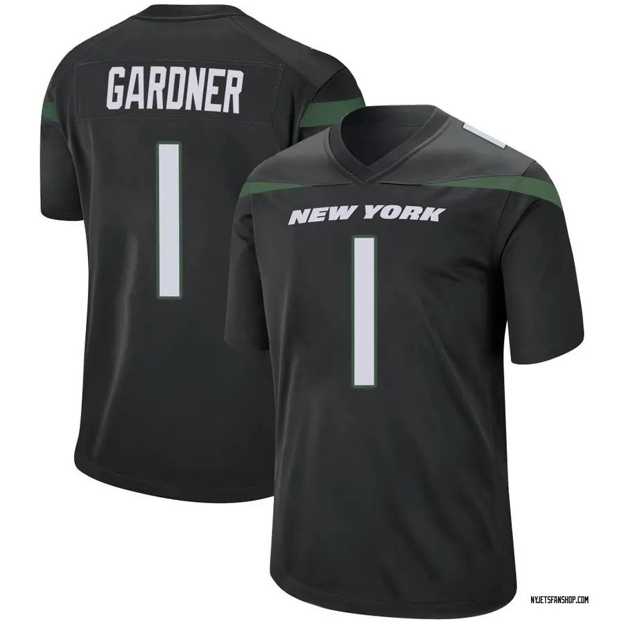 Nike Sauce Gardner New York Jets Men's Game Stealth Black Jersey