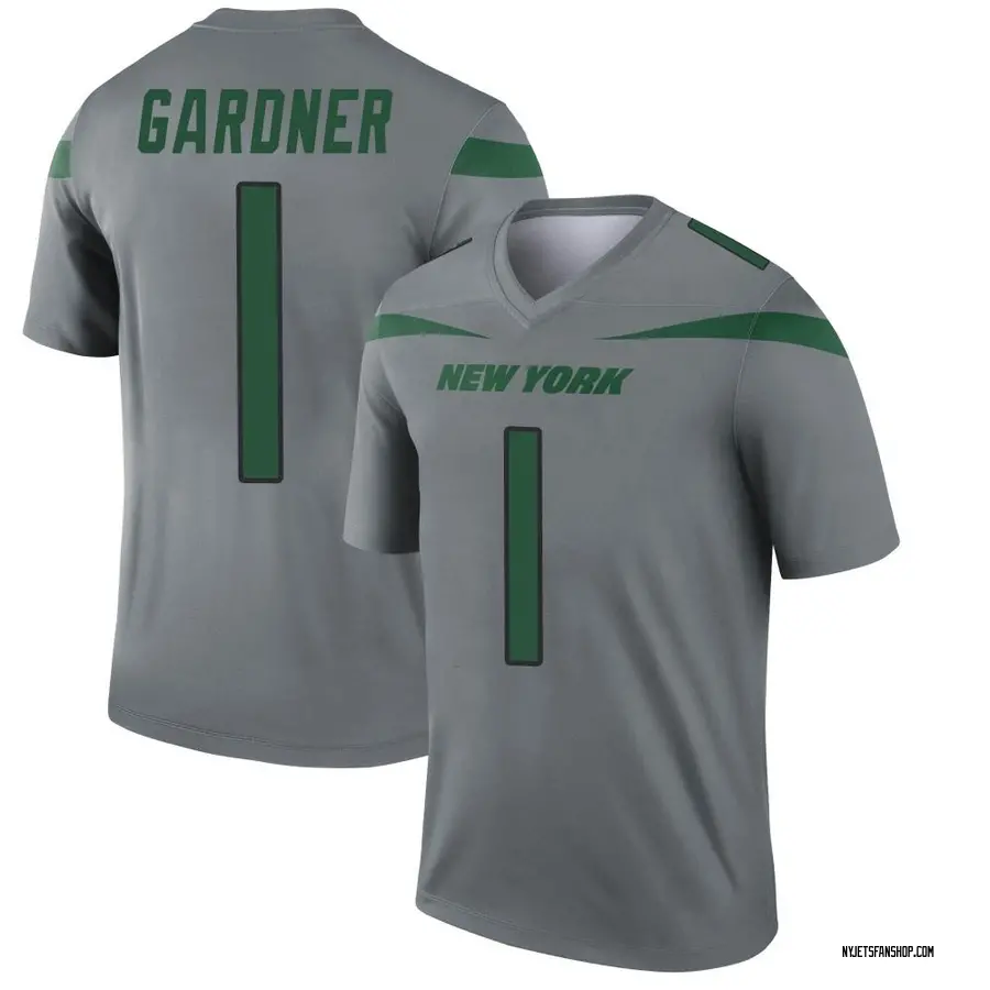 Nike Sauce Gardner New York Jets Men's Legend Gray Inverted Jersey